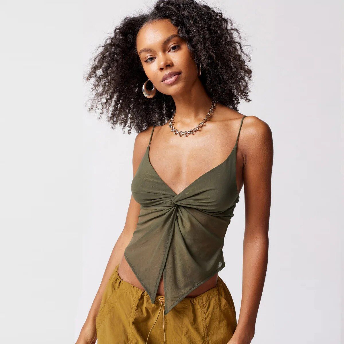 Sommerliches Mesh-Patchwork-Crop-Top