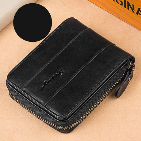 Leather zipper driver's license card bag - Dazpy