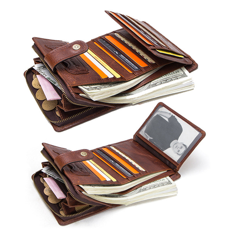 RFID cowhide multifunctional men's wallet - Dazpy