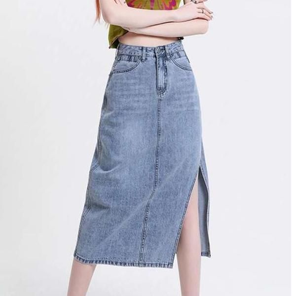 Stylish Vintage High-Waist Denim A-Line Skirt