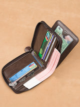 Leather zipper driver's license card bag - Dazpy