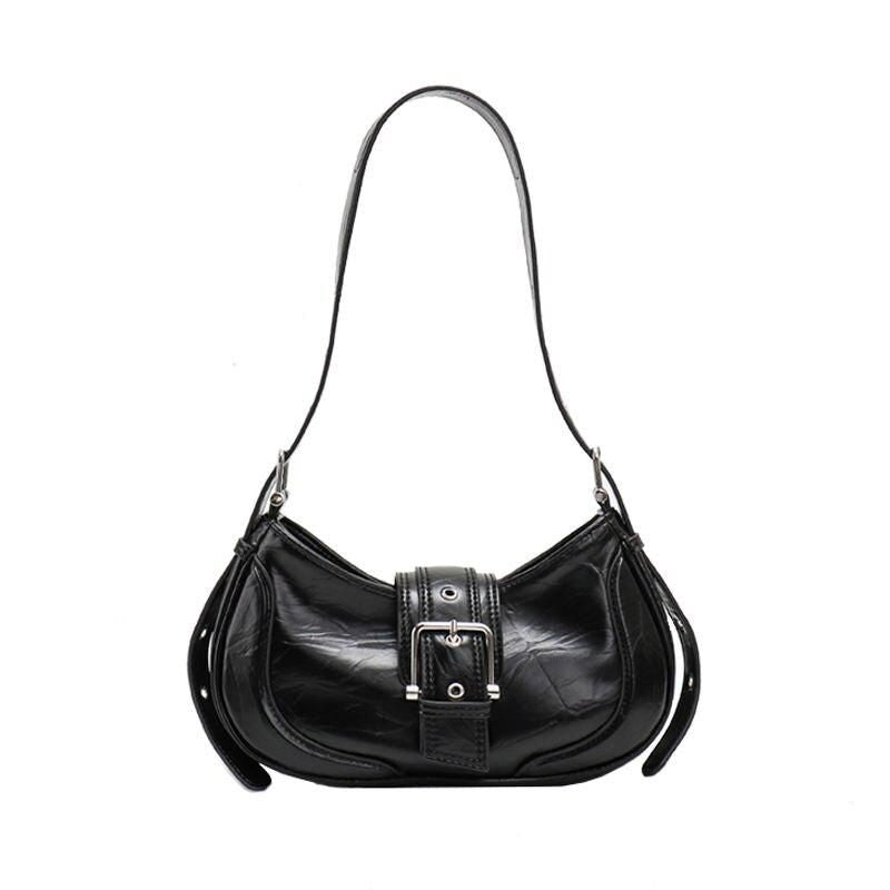 Chic Leather Half Moon Shoulder Hobo Bag