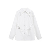 Deconstructing Shoulder Pad White Shirt Jacket