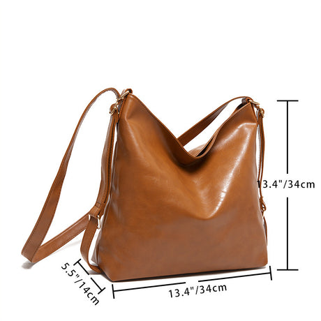 Retro Bag Oil Wax Leather Shoulder Capacity Soft - Dazpy