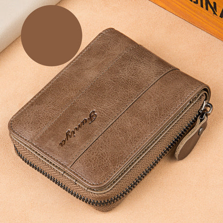 Leather zipper driver's license card bag - Dazpy