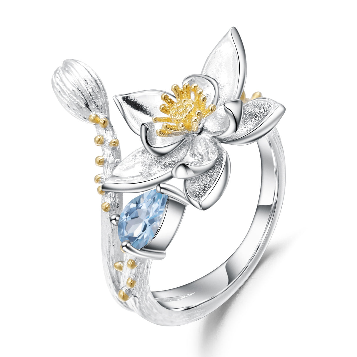 Ring Inlaid With Gem Natural Wind Flowers - Dazpy