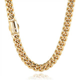 Stainless Steel Encrusted Zircon Spring Buckle Cuban Chain - Dazpy