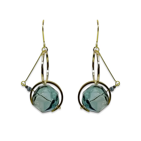 Original Vintage Glass Ball Asymmetrical Hand Made Earrings - Dazpy