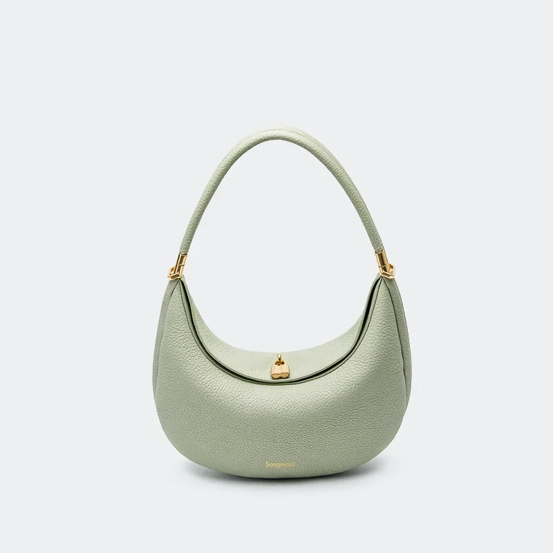 Luxury Crescent Leather Shoulder Bag