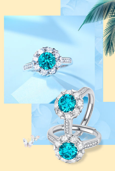 S925 Silver Blue Chic Ice Blue Adventure Women's Ring Jewelry - Dazpy