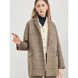 Elegant Plaid Wool Blend Winter Coat for Women