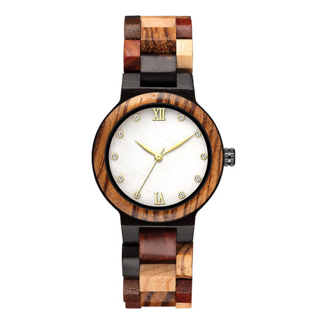 Simple Pearl Shell Color Wood Ladies Watch - Dazpy