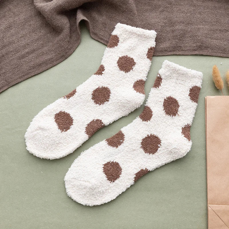 Cute Candy Color Soft Fluffy Dot Socks for Women