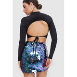 High Waist Glitter Sequin Mini Skirt