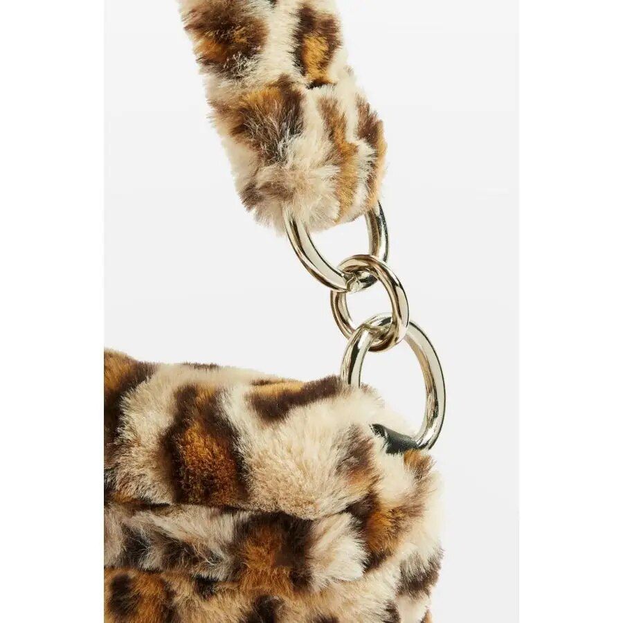 Leopard Print Faux Fur Crossbody Bag for Women