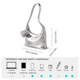 High-End Silver PU Leather Shoulder Bag