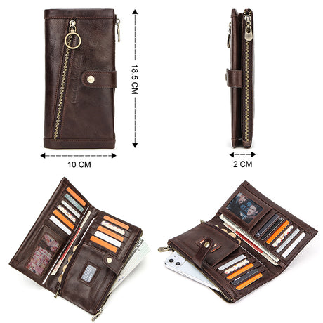 Leather Men's Wallet Multifunctional Long - Dazpy