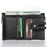 Oil Wax Leather Wallet Anti-Theft Short Men's Wallet Double Zipper Large Capacity Wallet - Dazpy