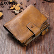 Handmade leather retro short wallet - Dazpy