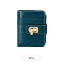 Cartera corta multifuncional de cuero PU retro con cierre giratorio