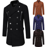 Double-breasted Large Lapel Men's Casual Slim-fit Mid-length Woolen Trench Coat