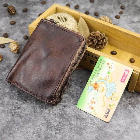 Vegetable tanned leather zipper wallet - Dazpy