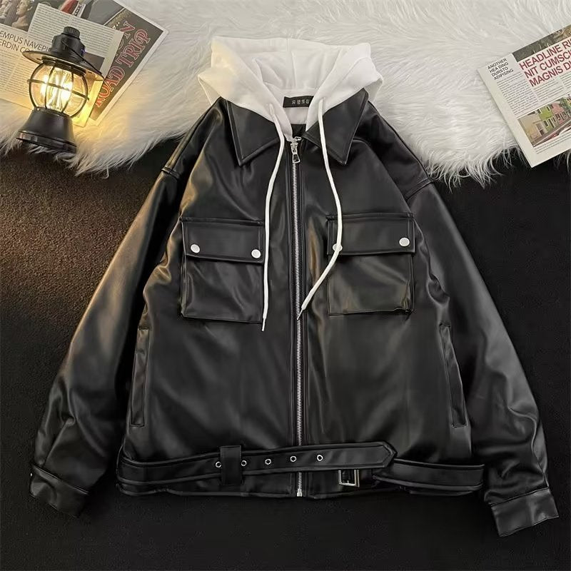 Men's Autumn Winter False-two-piece Hooded Jacket