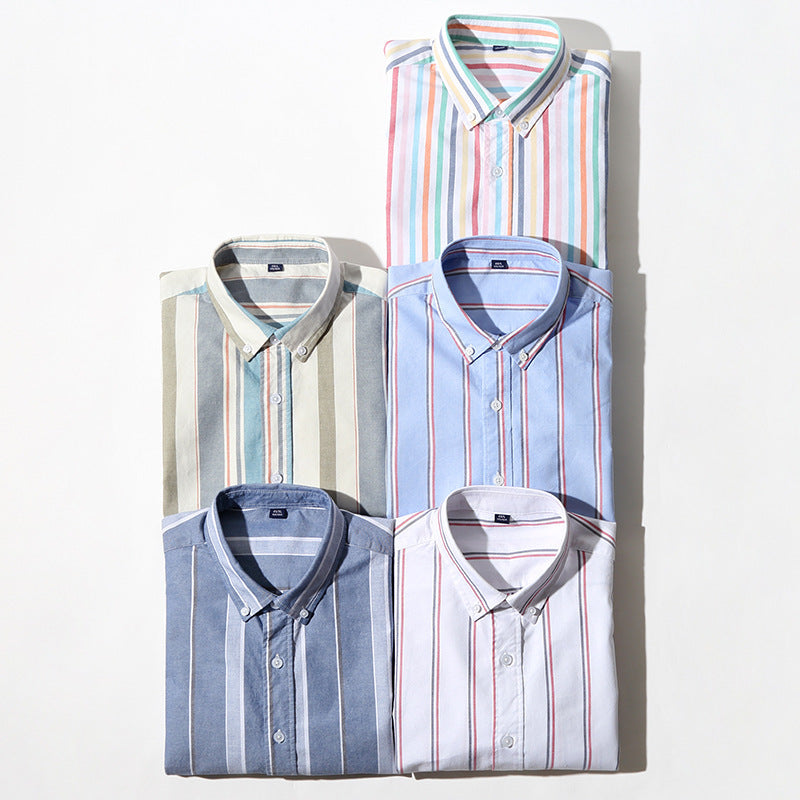 Striped Cotton Oxford Anti-wrinkle Casual Shirt For Men