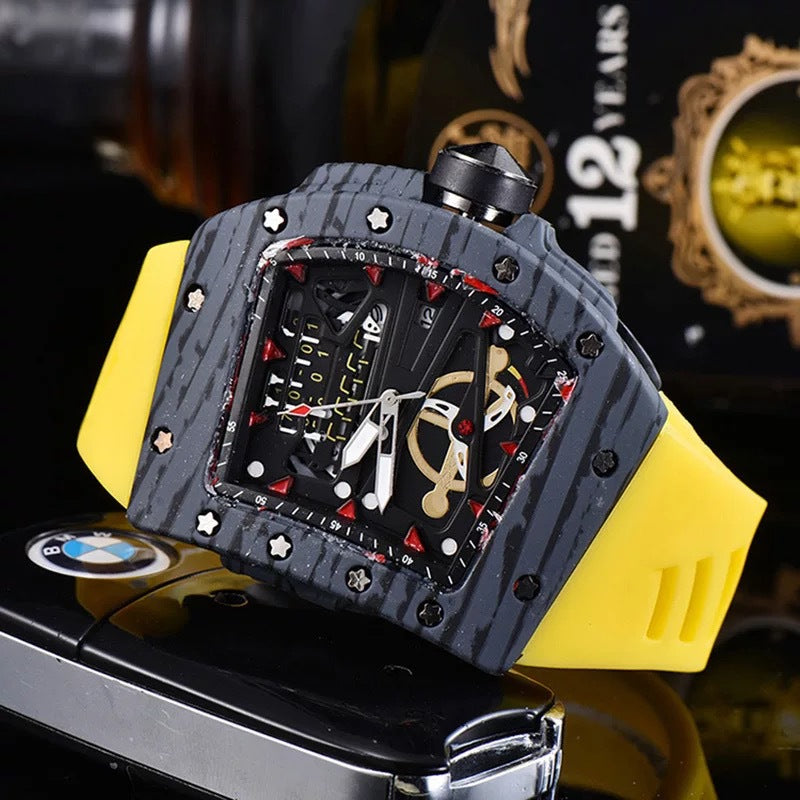 Knife Hollow Carbon Brazed Silicone Band Quartz Men's Watch - Dazpy