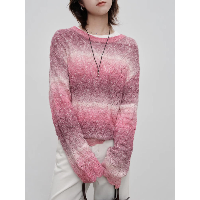 Petite Size Color-Changing Mohair Knitted Sweater