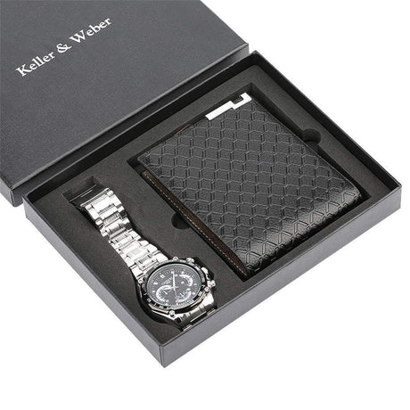 Watch Men's Wallet Fashion Birthday Gift Men's Quartz Watch Wallet - Dazpy