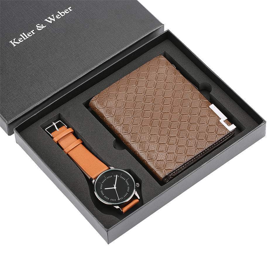 Watch Men's Wallet Fashion Birthday Gift Men's Quartz Watch Wallet - Dazpy