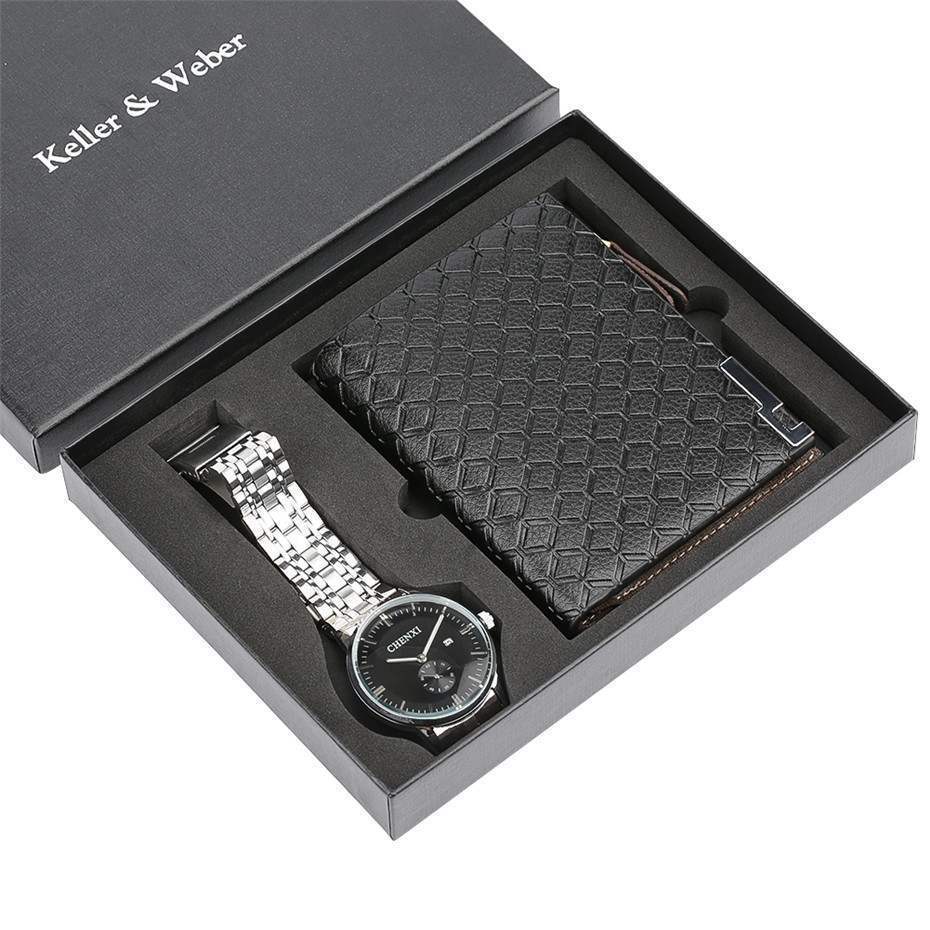 Watch Men's Wallet Fashion Birthday Gift Men's Quartz Watch Wallet - Dazpy