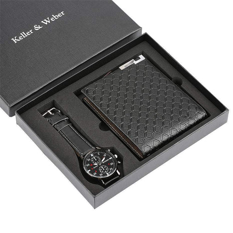 Watch Men's Wallet Fashion Birthday Gift Men's Quartz Watch Wallet - Dazpy