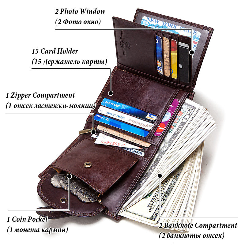 Leather Buckle Prevents Hotlinking Men's Wallet - Dazpy