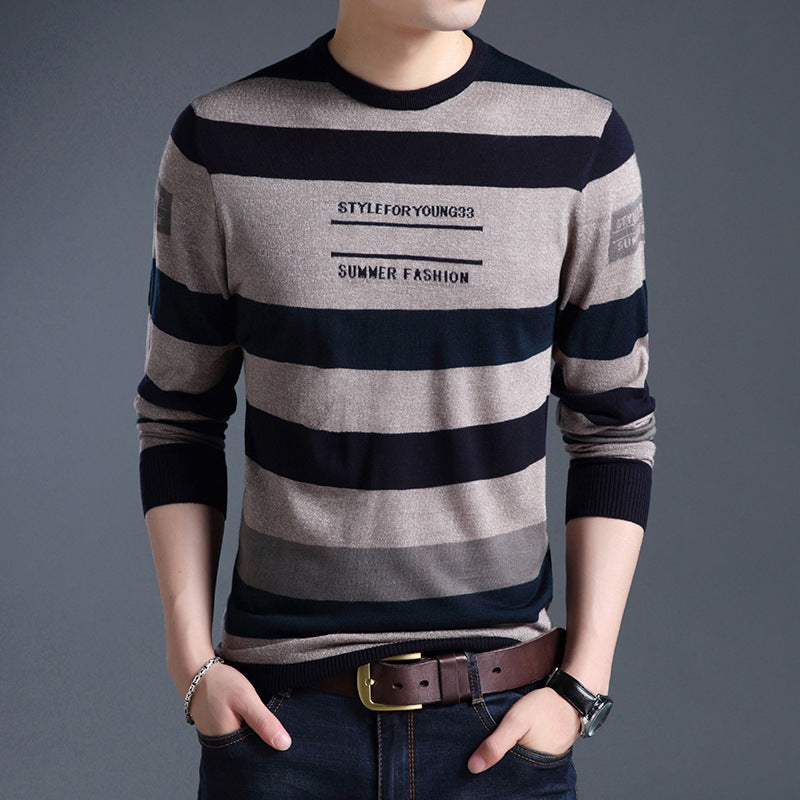 Youth Striped Casual Pullover Sweater