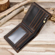 Vintage Wallet Leather Short Wallet Zipper Coin Bag First Layer Cowhide Bi Fold Wallet - Dazpy