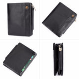 Multi-Card Position Leather RFID Short Vertical Clutch - Dazpy