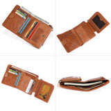 Multi-Card Position Leather RFID Short Vertical Clutch - Dazpy