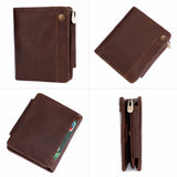 Multi-Card Position Leather RFID Short Vertical Clutch - Dazpy