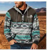 Printed Men's Hooded Sweatshirt Two-Tone