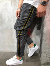 Slim-fit Webbing Stitching Lattice Tethered Casual Trousers