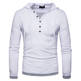 Men's Hooded Long-Sleeved Stitching T-Shirt Sports Pullover Hoodie B07