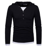 Men's Hooded Long-Sleeved Stitching T-Shirt Sports Pullover Hoodie B07