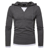 Men's Hooded Long-Sleeved Stitching T-Shirt Sports Pullover Hoodie B07