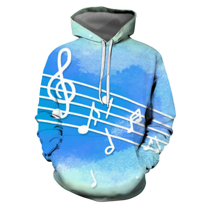 Musical Note Printed Sweater Men And Women Couple Hoodie Plus Size