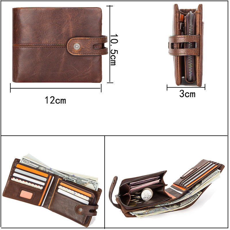 Fashion Anti-Theft Brushed Leather Men's Wallet - Dazpy