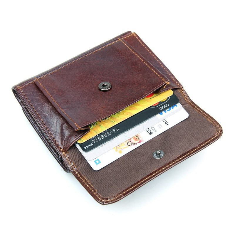 Short Retro Wallet, Shielding Wallet, Anti-Scanning Leather Wallet - Dazpy