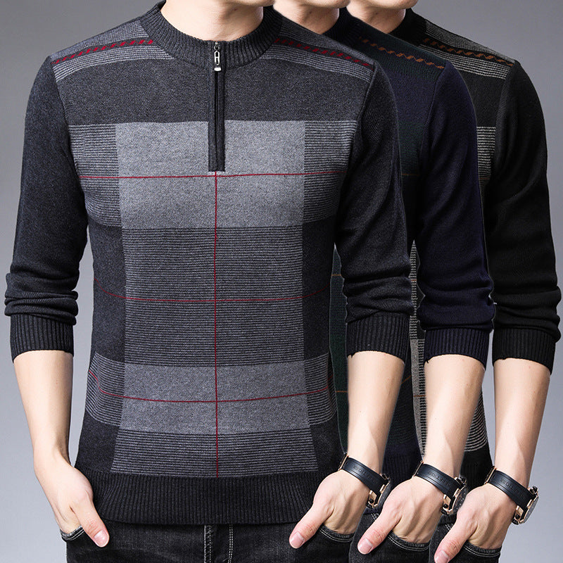 High Neck Zipper Winter Warm And Thick Men's Sweater