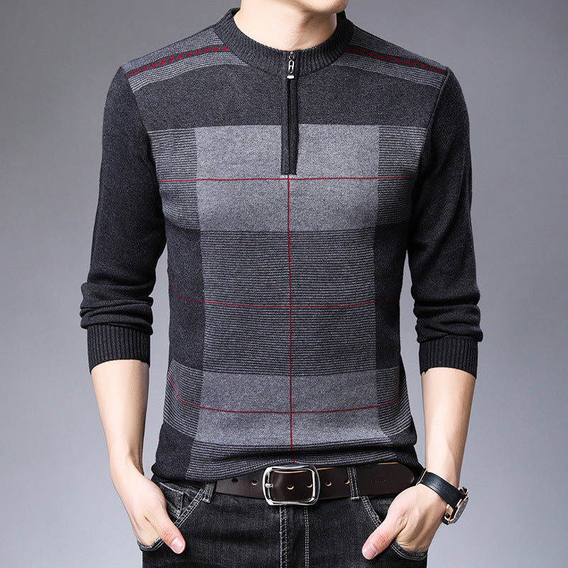 High Neck Zipper Winter Warm And Thick Men's Sweater